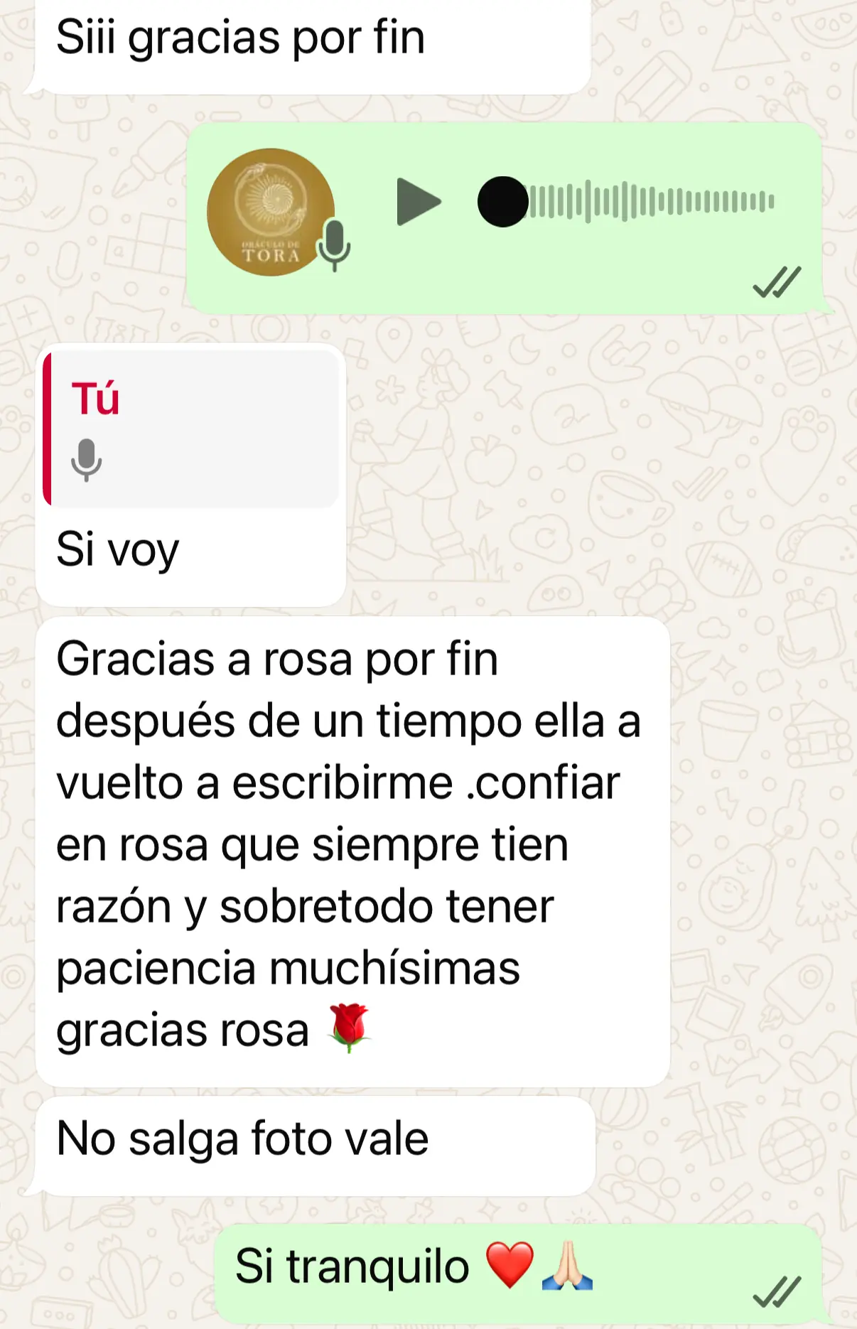 Captura de la conversacion de WhatsApp con el mensaje de Cris, sin numero de telefono, sin foto de perfil y sin horas.