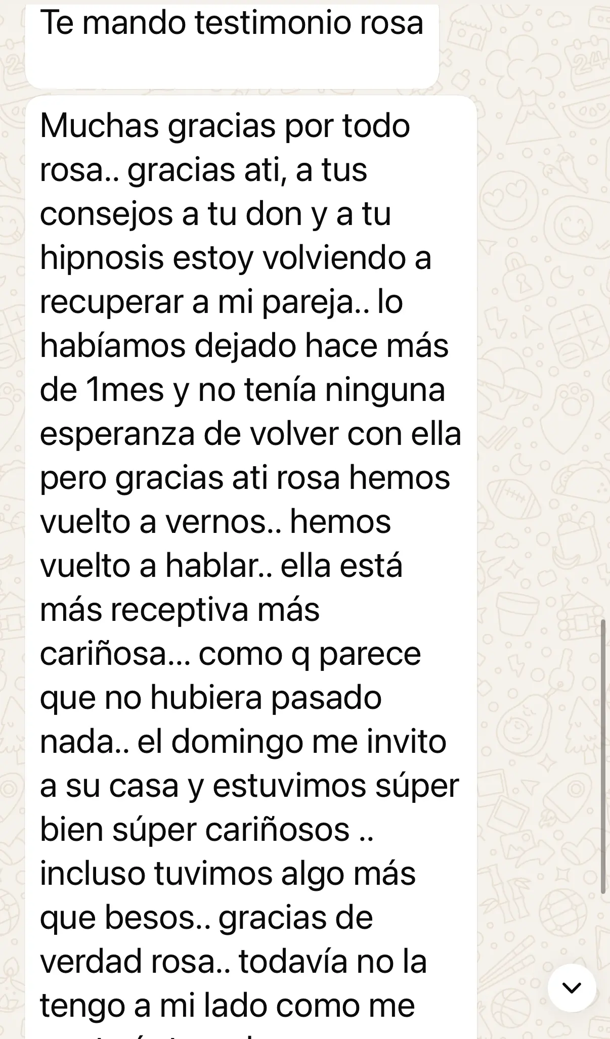 Captura de la conversacion de WhatsApp con el mensaje de Cristian M., sin numero de telefono, sin foto de perfil y sin horas.