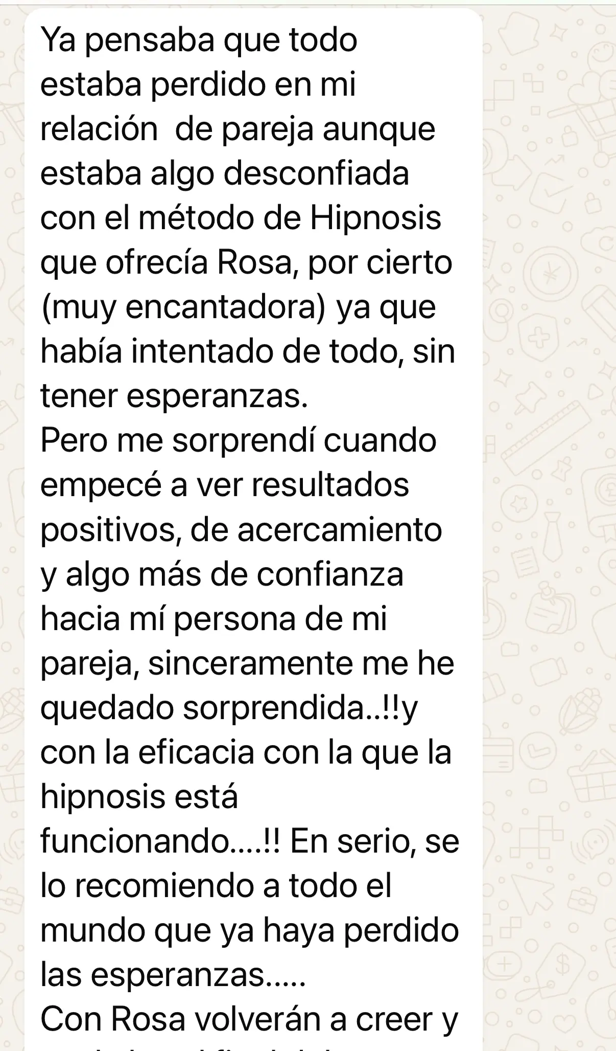 Captura de la conversacion de WhatsApp con el mensaje de Sandra, sin numero de telefono, sin foto de perfil y sin horas.
